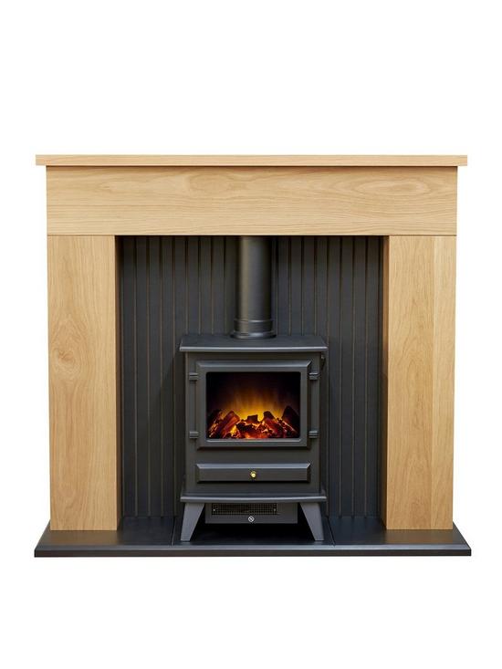 front image of adam-fires-fireplaces-innsbruck-oak-electric-fireplace-suite-with-stove
