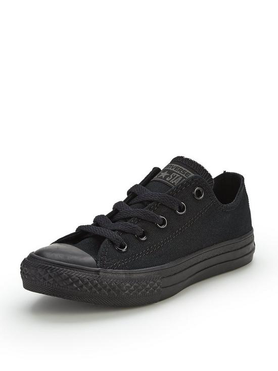 front image of converse-chuck-taylor-all-star-mono-canvas-ox-core-childrens-trainers-black