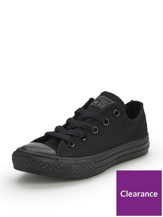 front image of converse-chuck-taylor-all-star-mono-canvas-ox-core-childrens-trainers-black