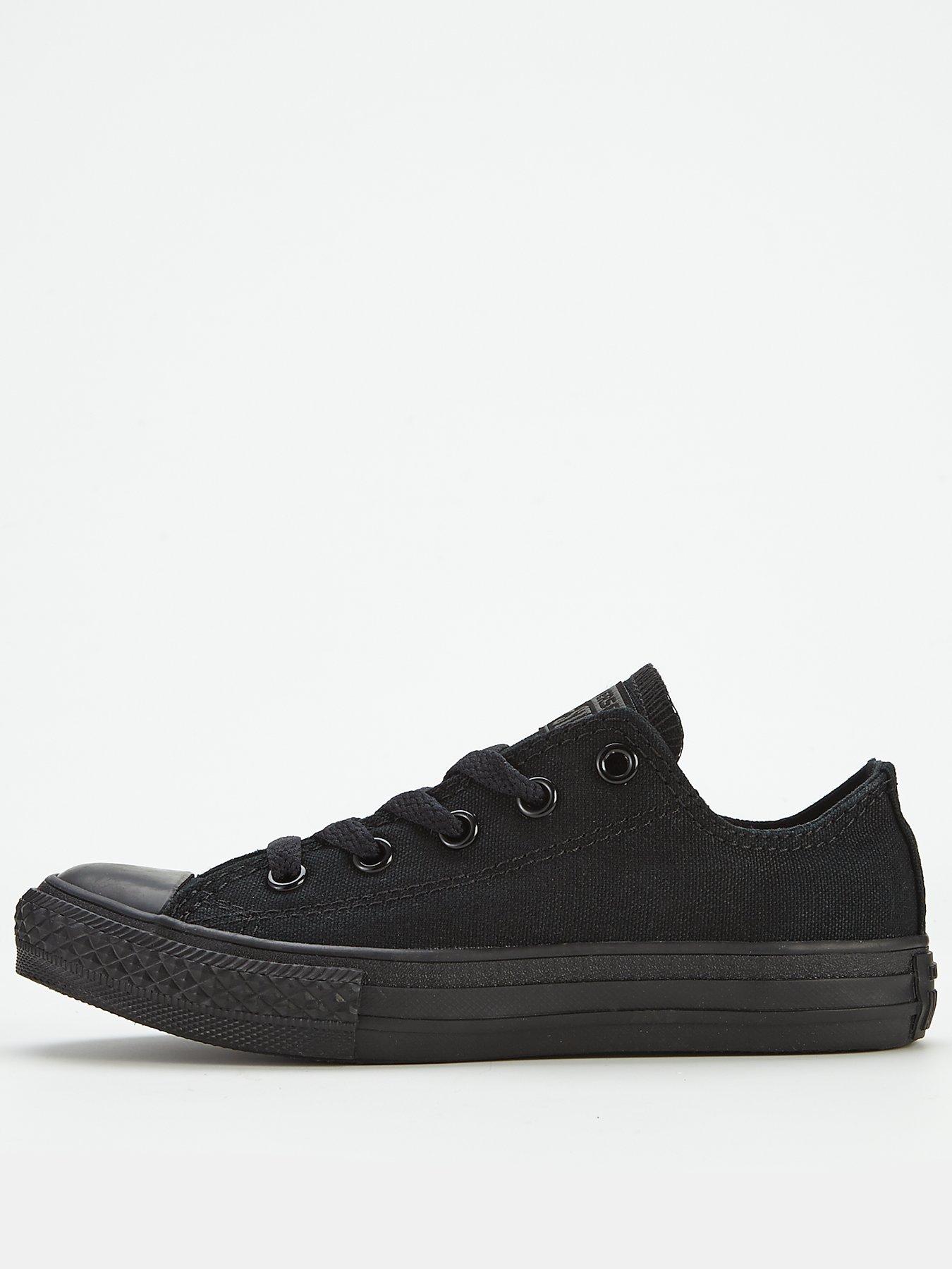 front image of converse-chuck-taylor-all-star-mono-canvas-ox-core-childrens-trainers-black