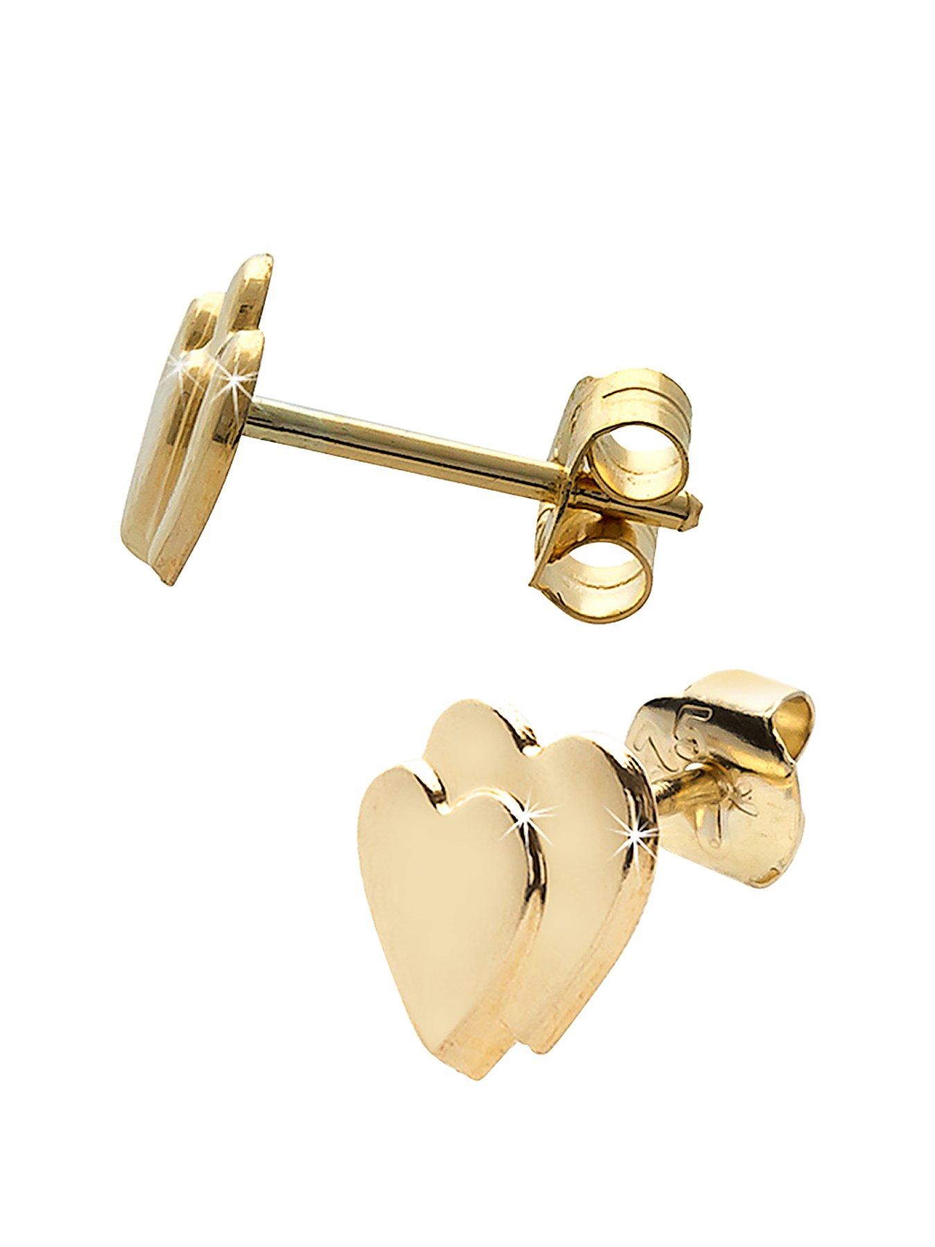 Image 2 of 4 of The Love Collection 9 Carat Gold Heart on Heart Earrings in Red Heart Box