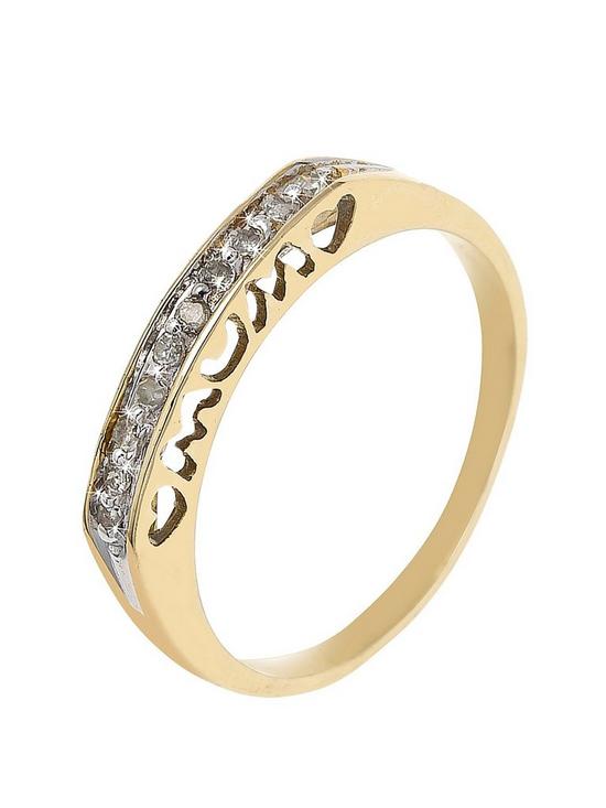 front image of love-gold-9-carat-yellow-gold-diamond-set-mum-heart-ring