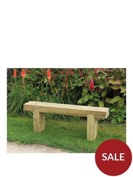 front image of forest-garden-sleeper-bench-12m-long
