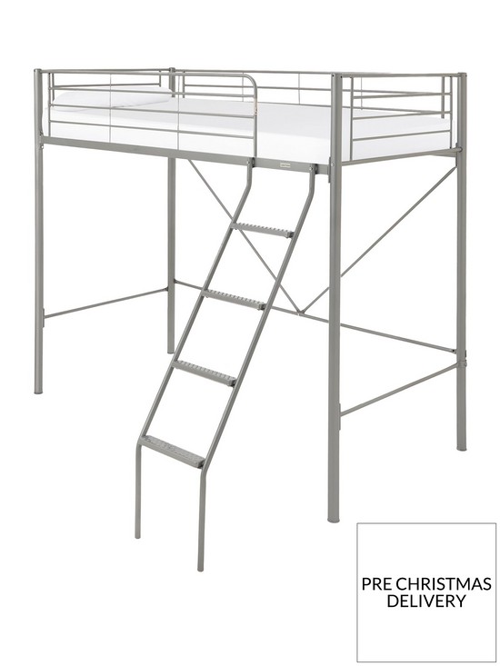 front image of kidspace-domino-high-sleeper-bed-frame-with-optional-mattress