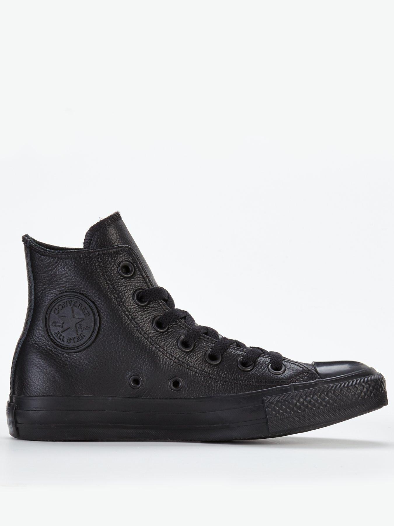 black leather converse high tops 