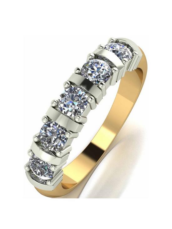 front image of moissanite-9-carat-yellow-gold-1-carat-moissanite-5-stone-eternity-ring