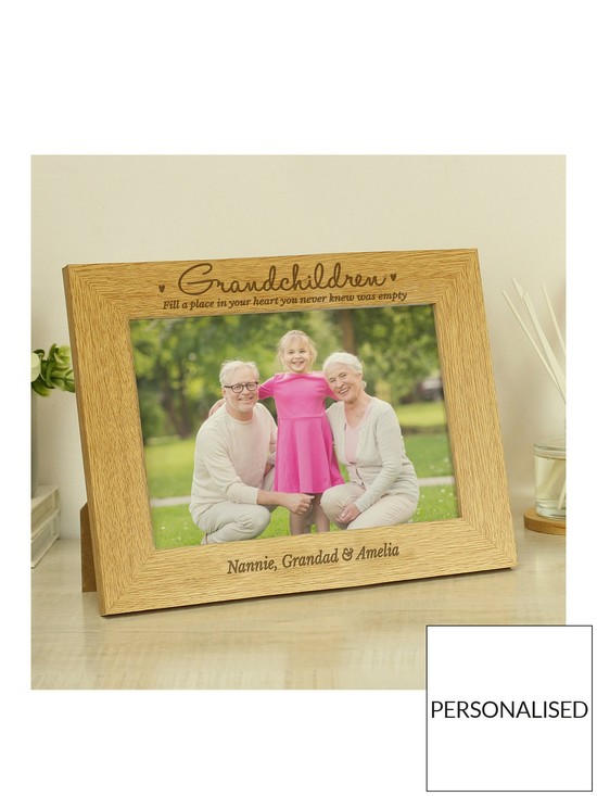 front image of the-personalised-memento-company-personalised-grandchildren-wooden-photo-frame-s