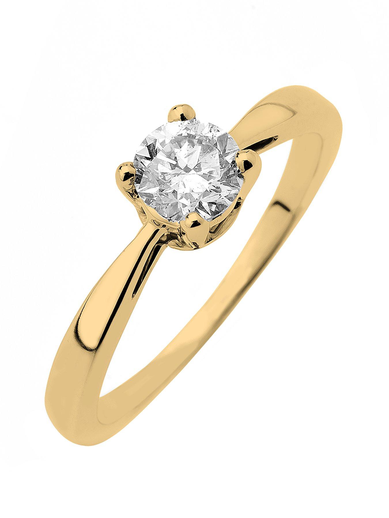 undefined 9ct Gold 50 Point Diamond Solitaire Ring