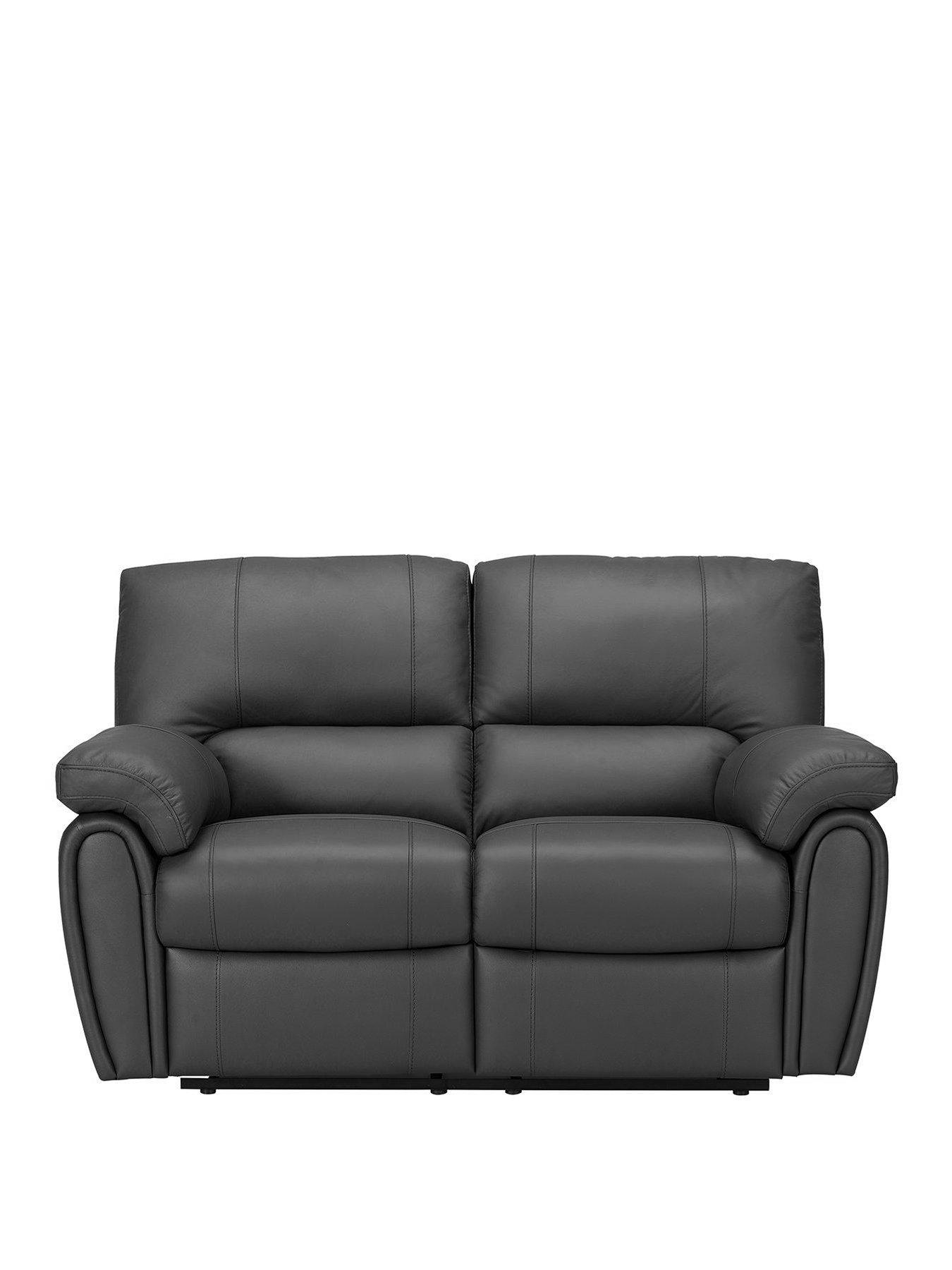 Image 1 of 6 of The Very Collection Leighton&nbsp;Leather/Faux Leather High Back&nbsp;2 Seater Power Recliner Sofa - Black