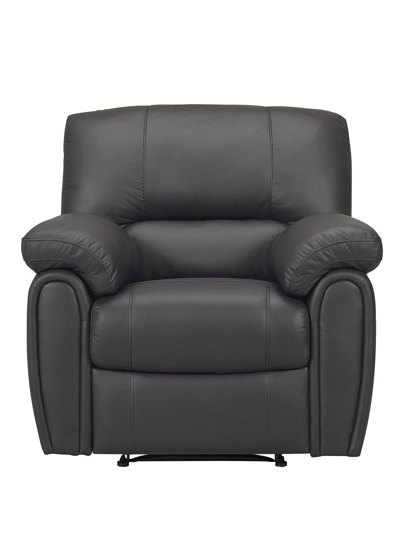Very Home Leighton Leather/Faux Leather High Back Power Recliner Armchair - Black