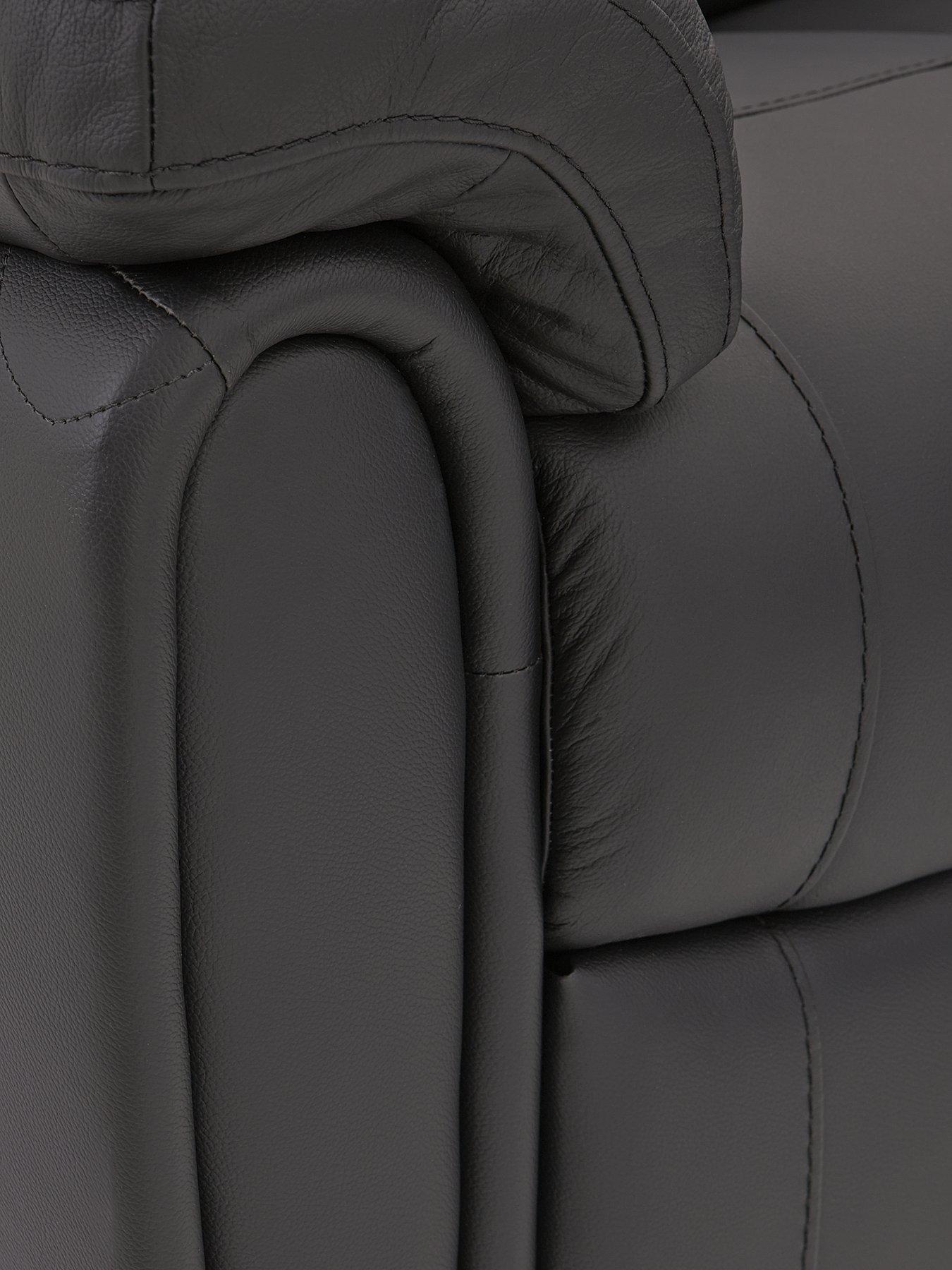 Image 3 of 5 of Leighton Leather/Faux Leather High Back Power Recliner Armchair - Black