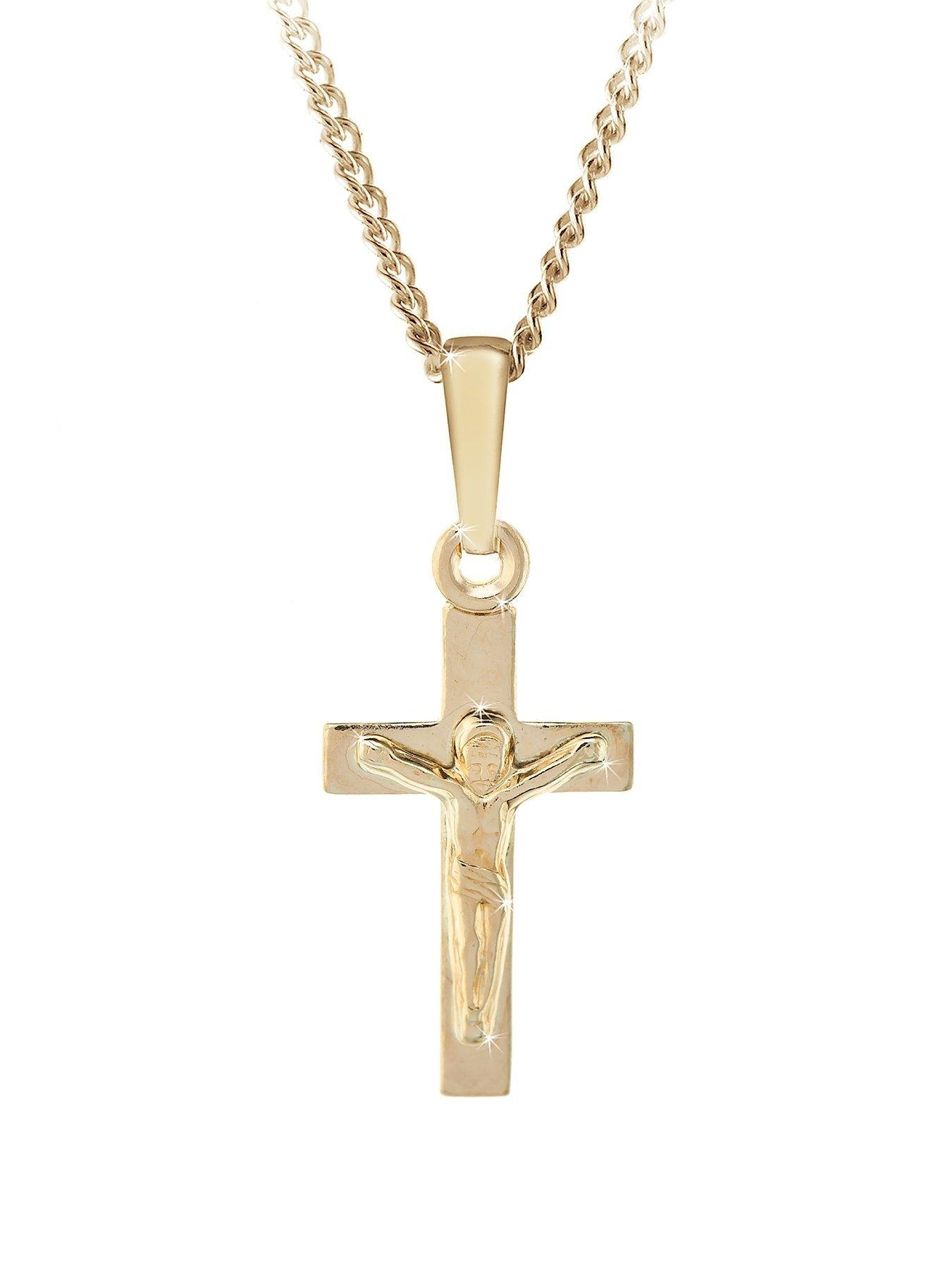 the-love-collection-9ct-yellow-gold-crucifix-childrens-pendant