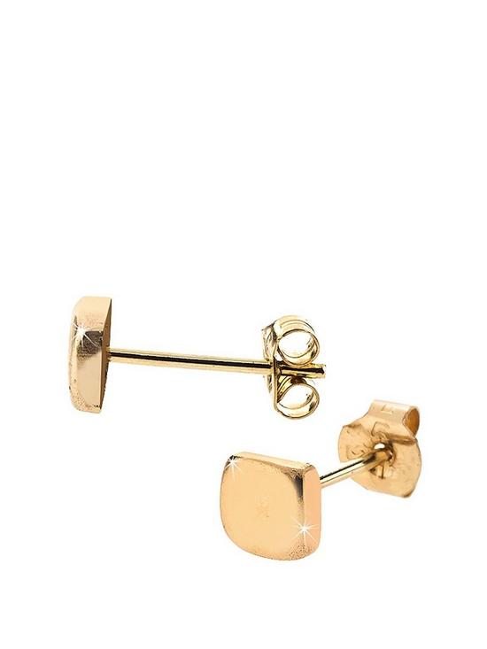 front image of love-gold-9-carat-gold-square-stud-earrings