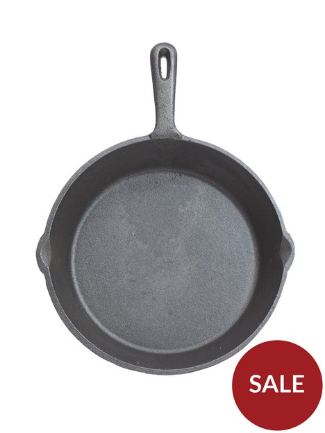 kitchencraft-24-cm-deluxe-cast-iron-round-plain-grill-pan
