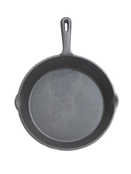 front image of kitchencraft-24-cm-deluxe-cast-iron-round-plain-grill-pan
