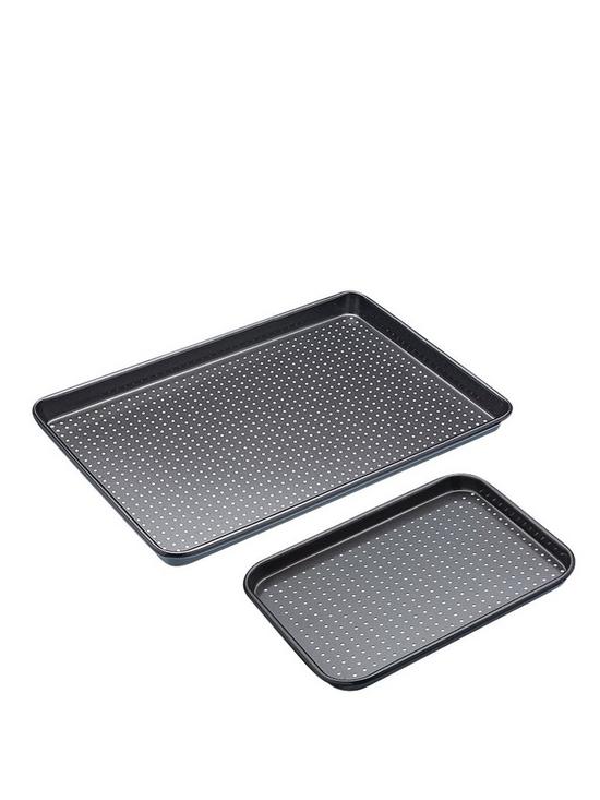 front image of kitchencraft-non-stick-crusty-bake-twin-baking-tray-set