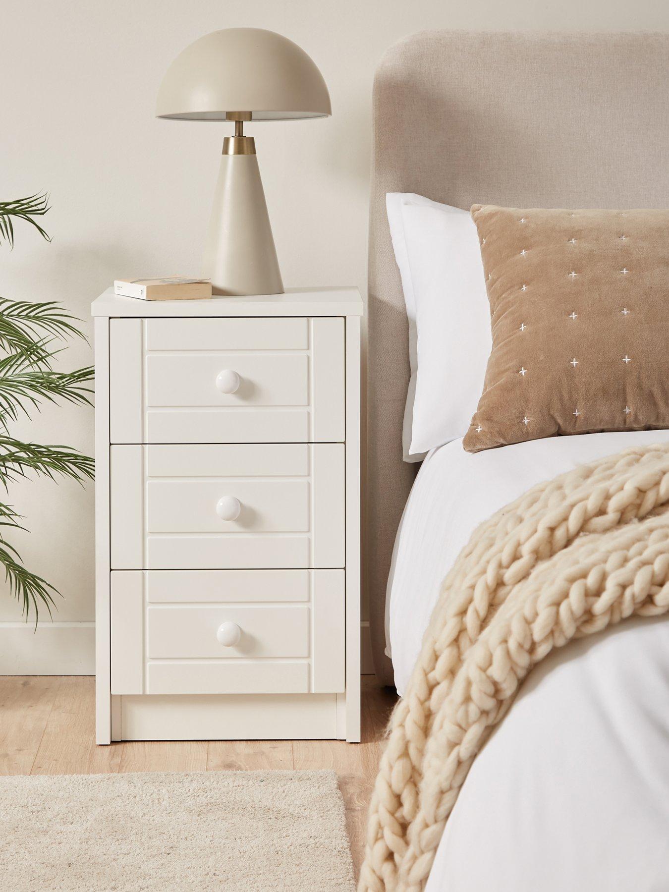 One Call Alderley Ready Assembled 3-Drawer Bedside Chest