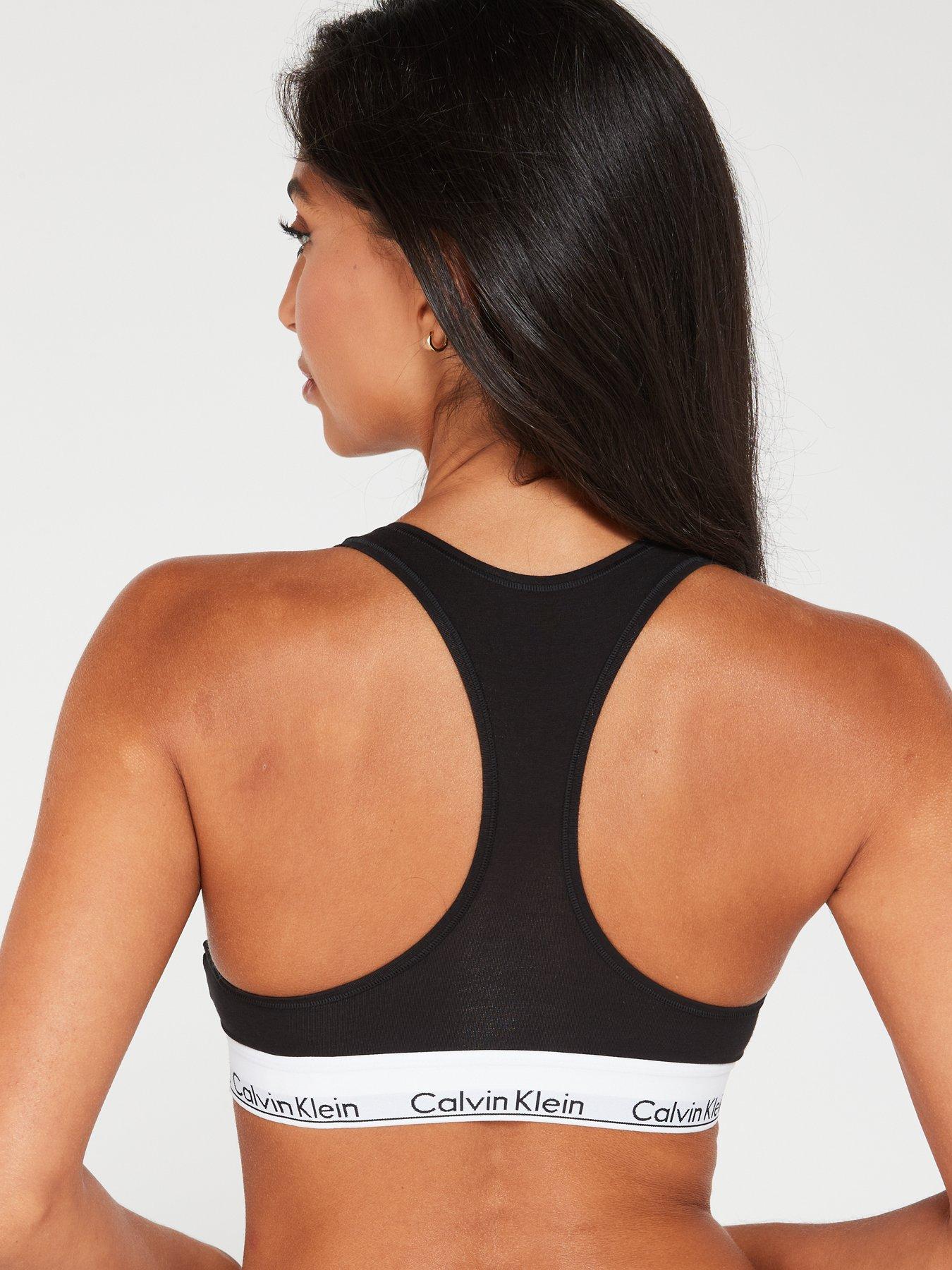 Calvin Klein Modern Cotton Metallic logo unlined triangle bralette