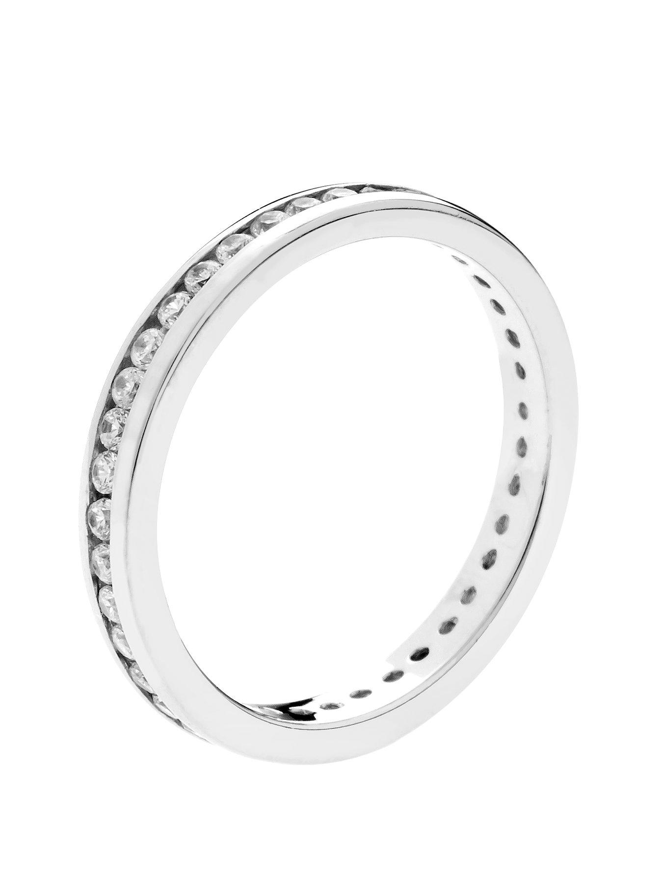  image of the-love-collection-rhodium-plated-sterling-silver-channel-set-eternity-cubic-zirconia-ring