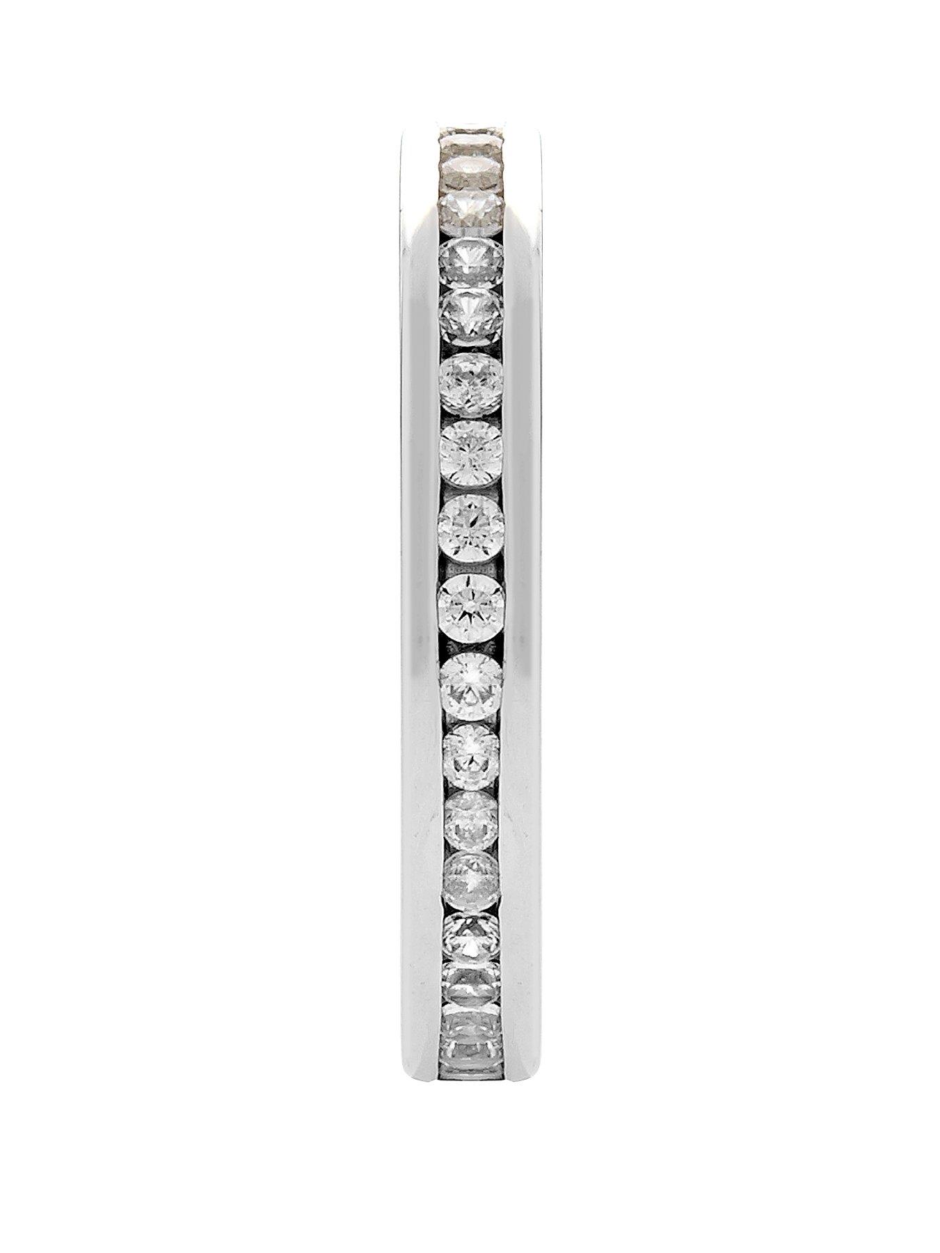  image of the-love-collection-rhodium-plated-sterling-silver-channel-set-eternity-cubic-zirconia-ring
