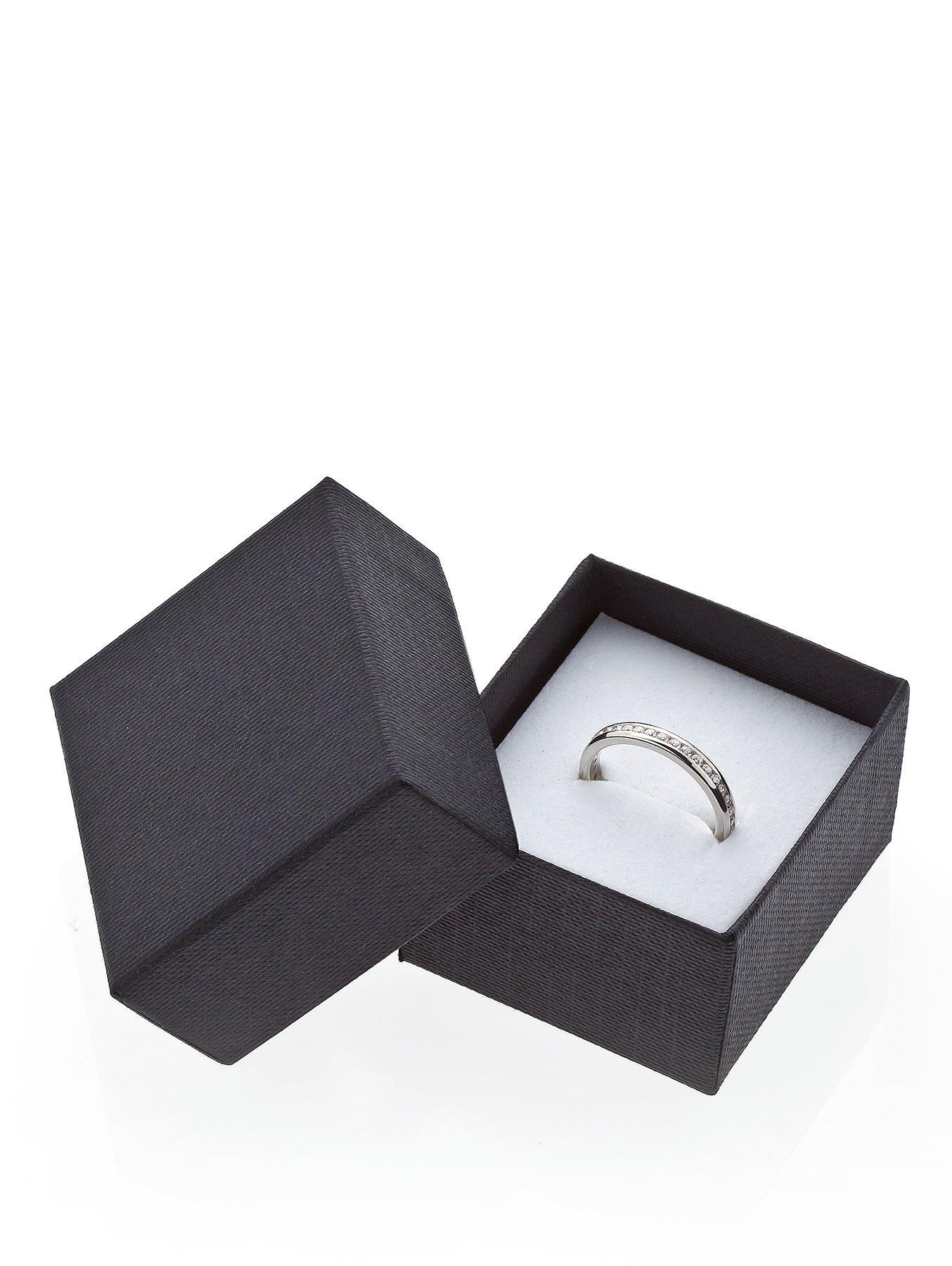  image of the-love-collection-rhodium-plated-sterling-silver-channel-set-eternity-cubic-zirconia-ring