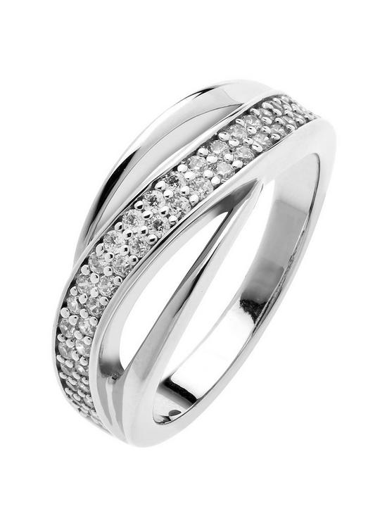 front image of the-love-silver-collection-rhodium-plated-sterling-silver-twisted-triple-band-cubic-zirconia-ring