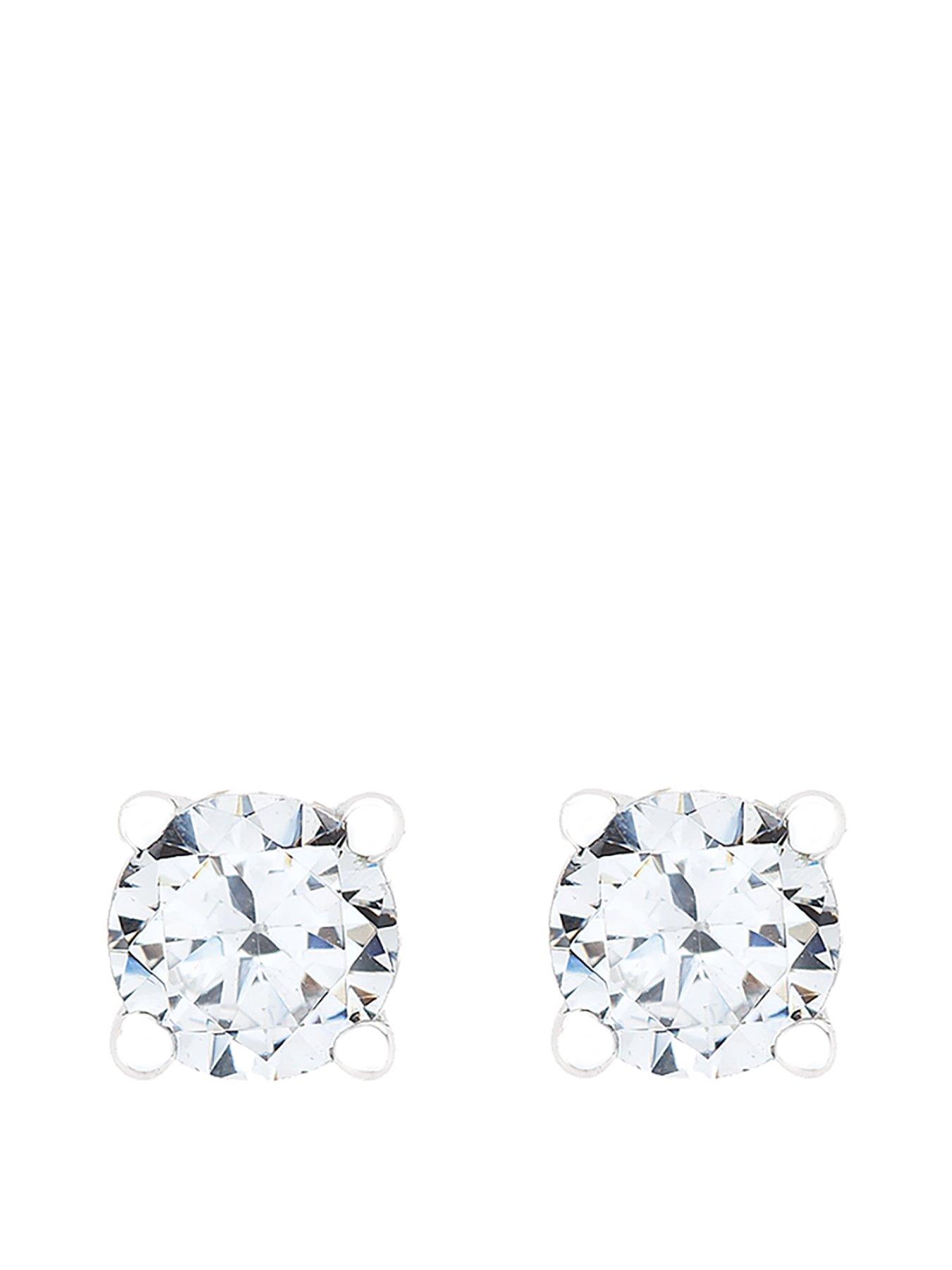  image of love-diamond-9ct-white-gold-25-point-diamond-solitaire-earrings