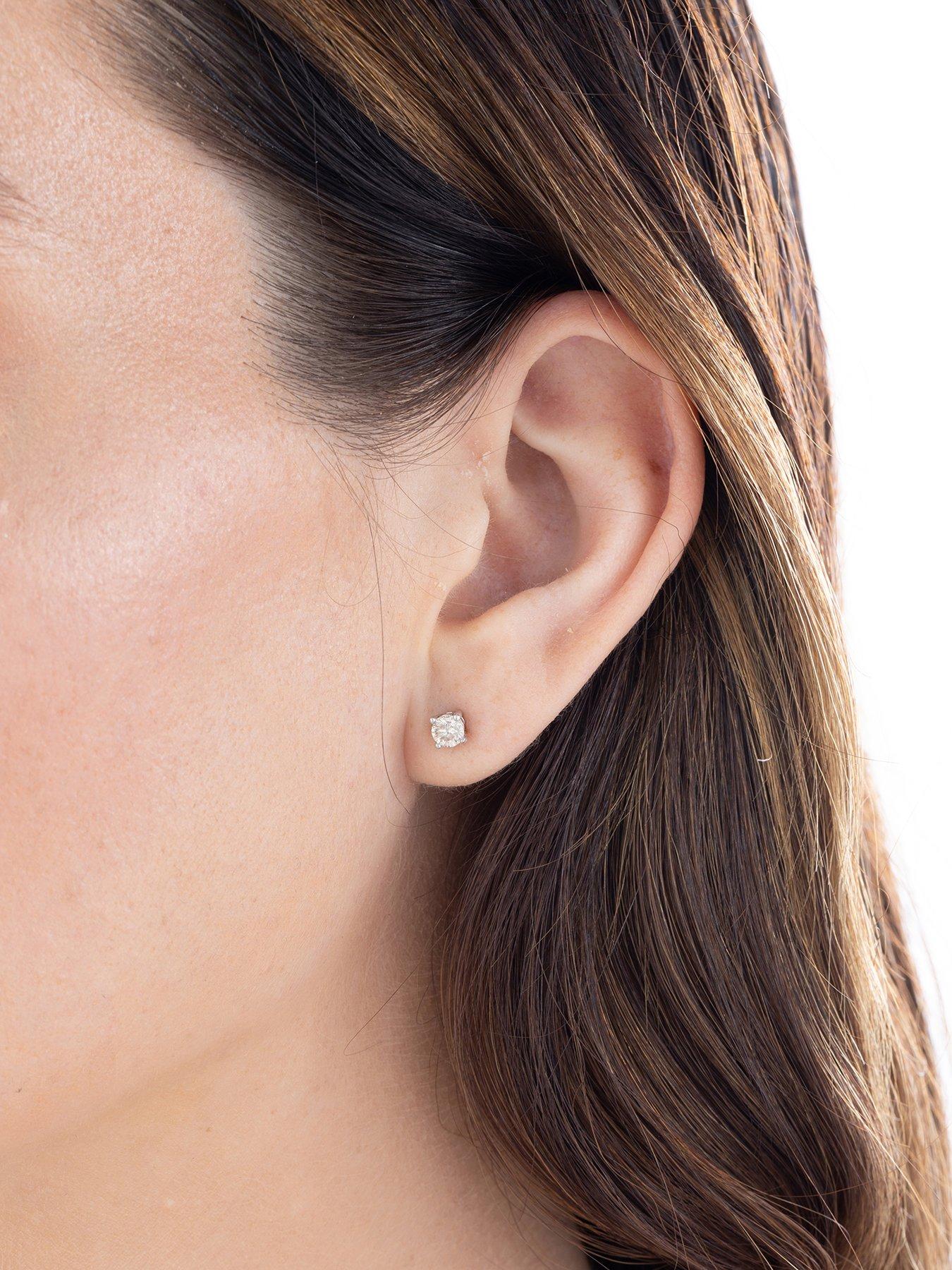 Image 3 of 5 of Love DIAMOND 9-Carat White Gold 50 Point Diamond Solitaire Earrings