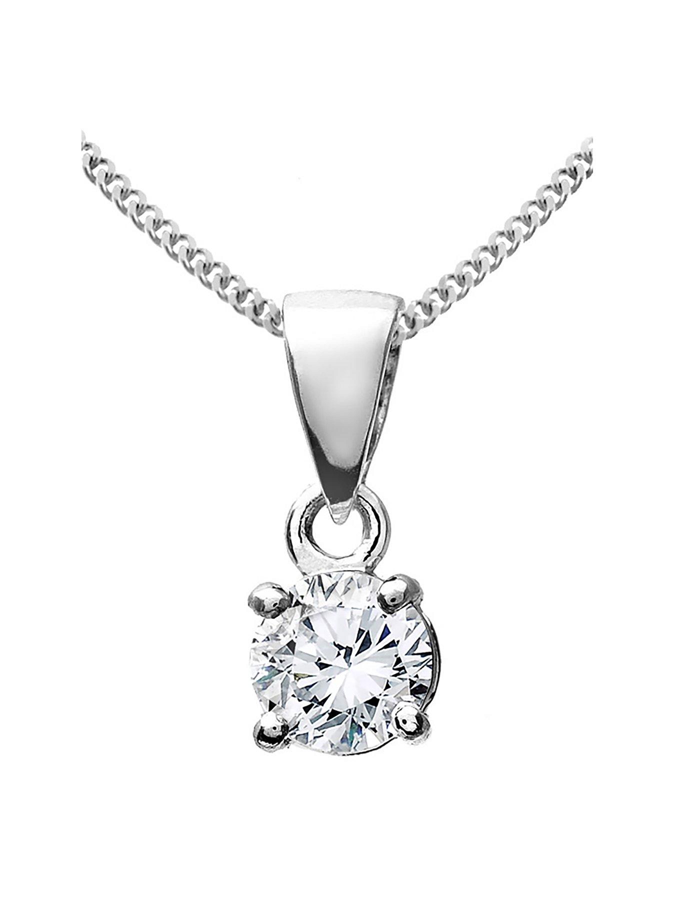 Love DIAMOND 9ct White Gold 25 Point Diamond Solitaire Pendant
