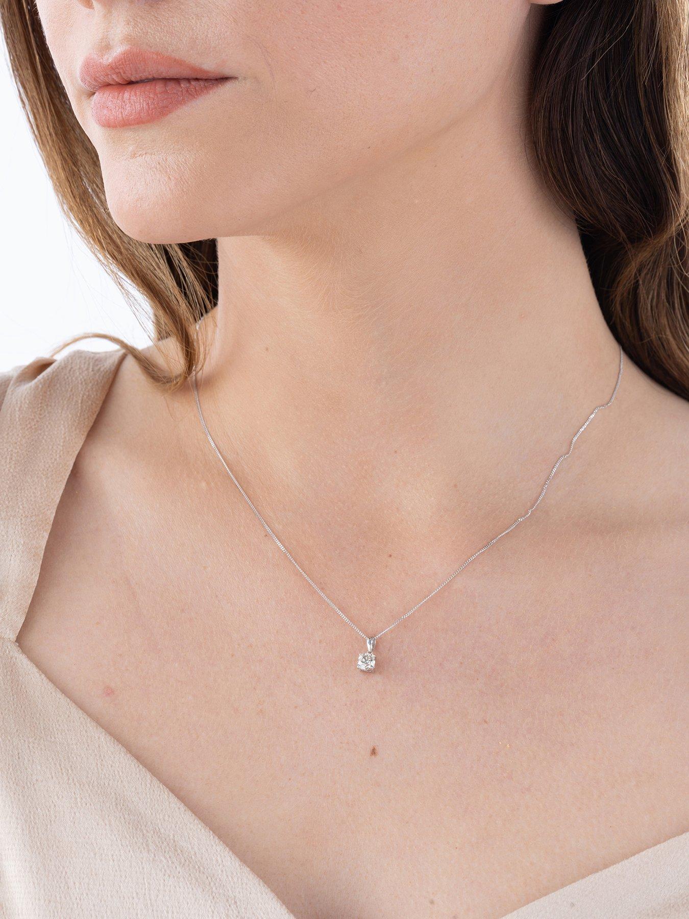 Image 2 of 3 of Love DIAMOND 9ct White Gold 50 Point Diamond Solitaire Pendant