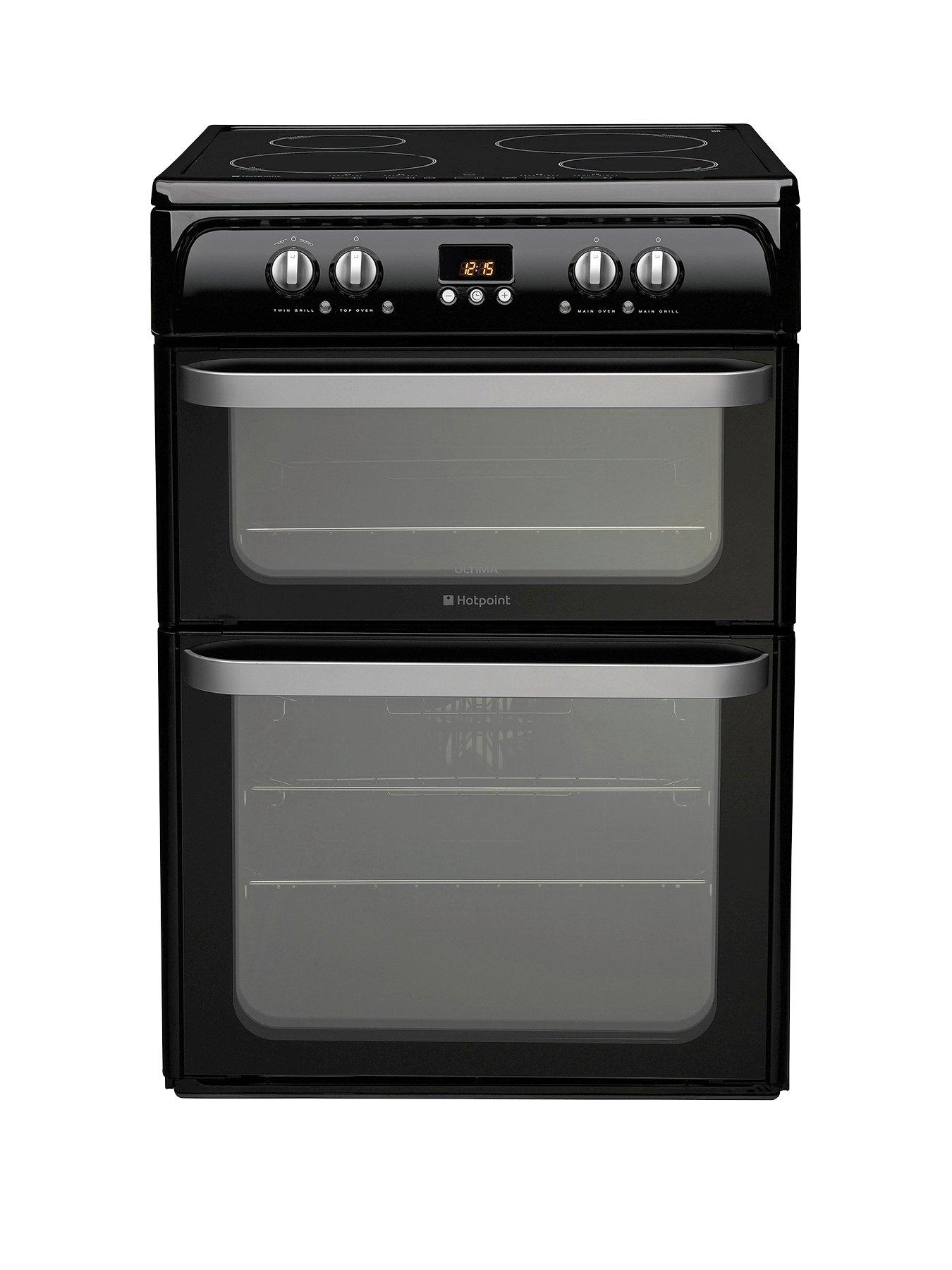 Hotpoint Ultima Hui614k 60cm Double Oven Electric Cooker With