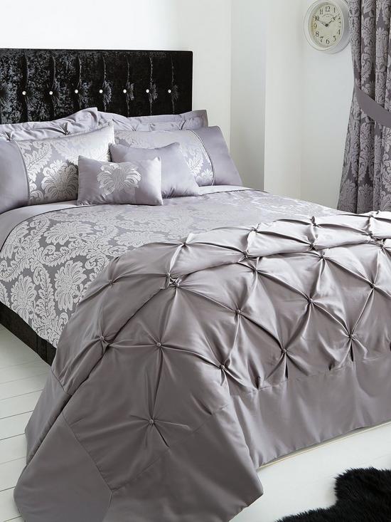 front image of very-home-boston-jacquard-duvet-cover-set-silver
