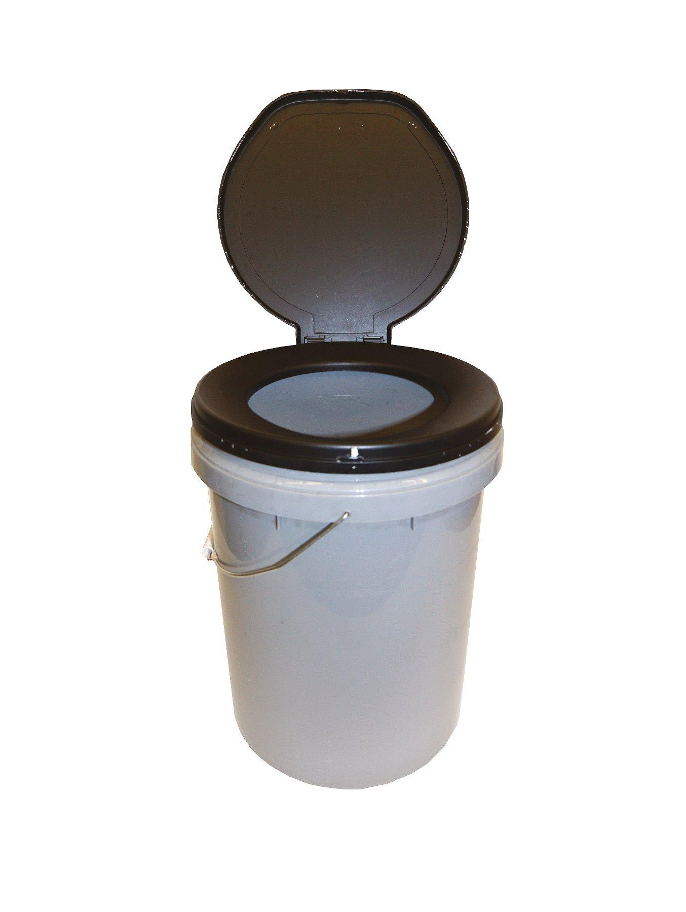 Portable toilet store bucket with seat