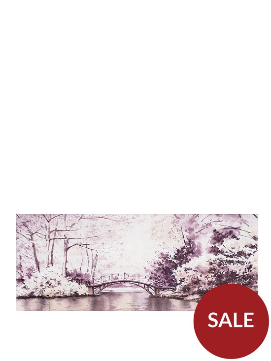 front image of art-for-the-home-watercolour-forest-bridge-canvas