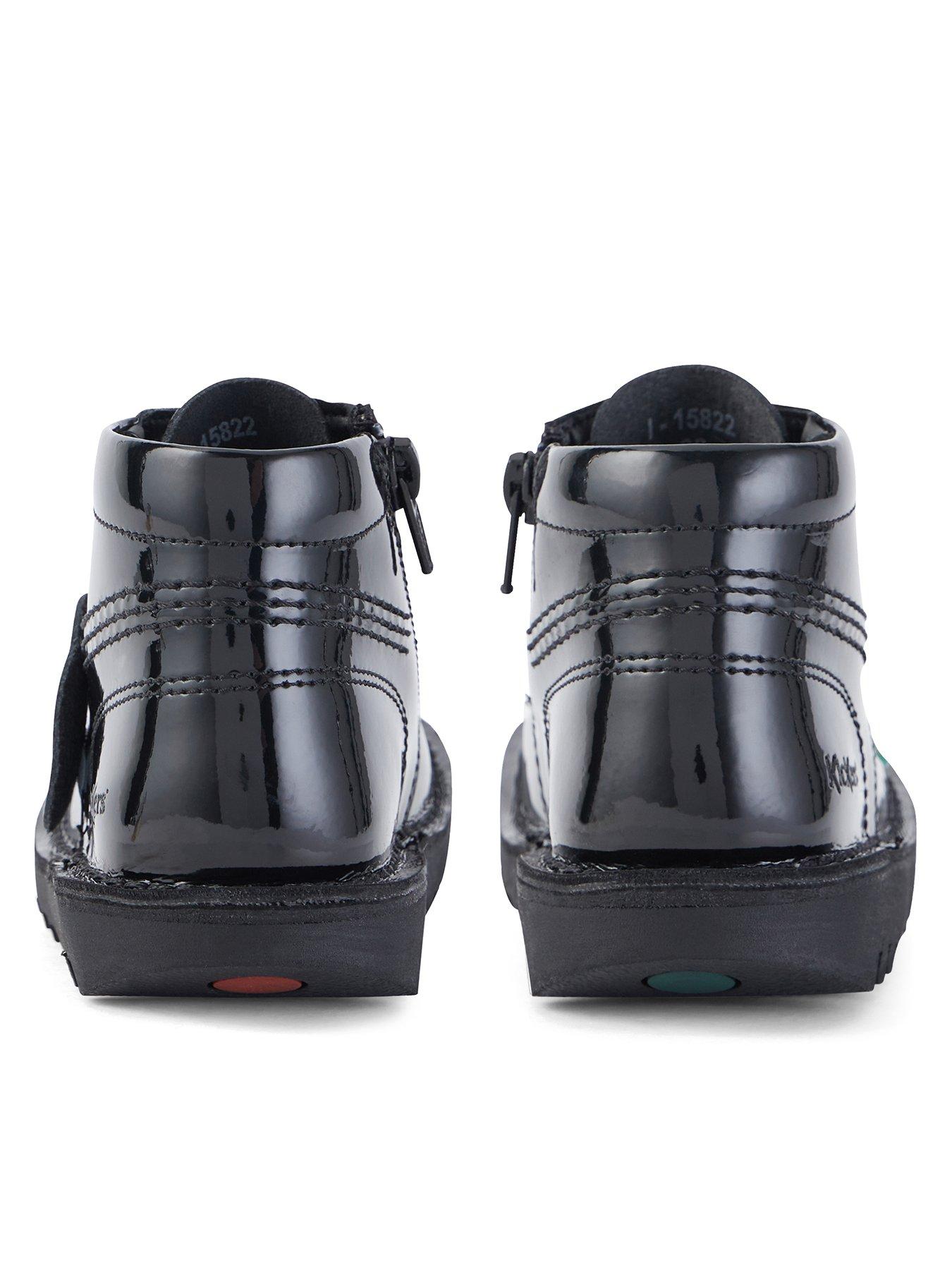 Kickers Kick Hi Patent School Shoes Black
