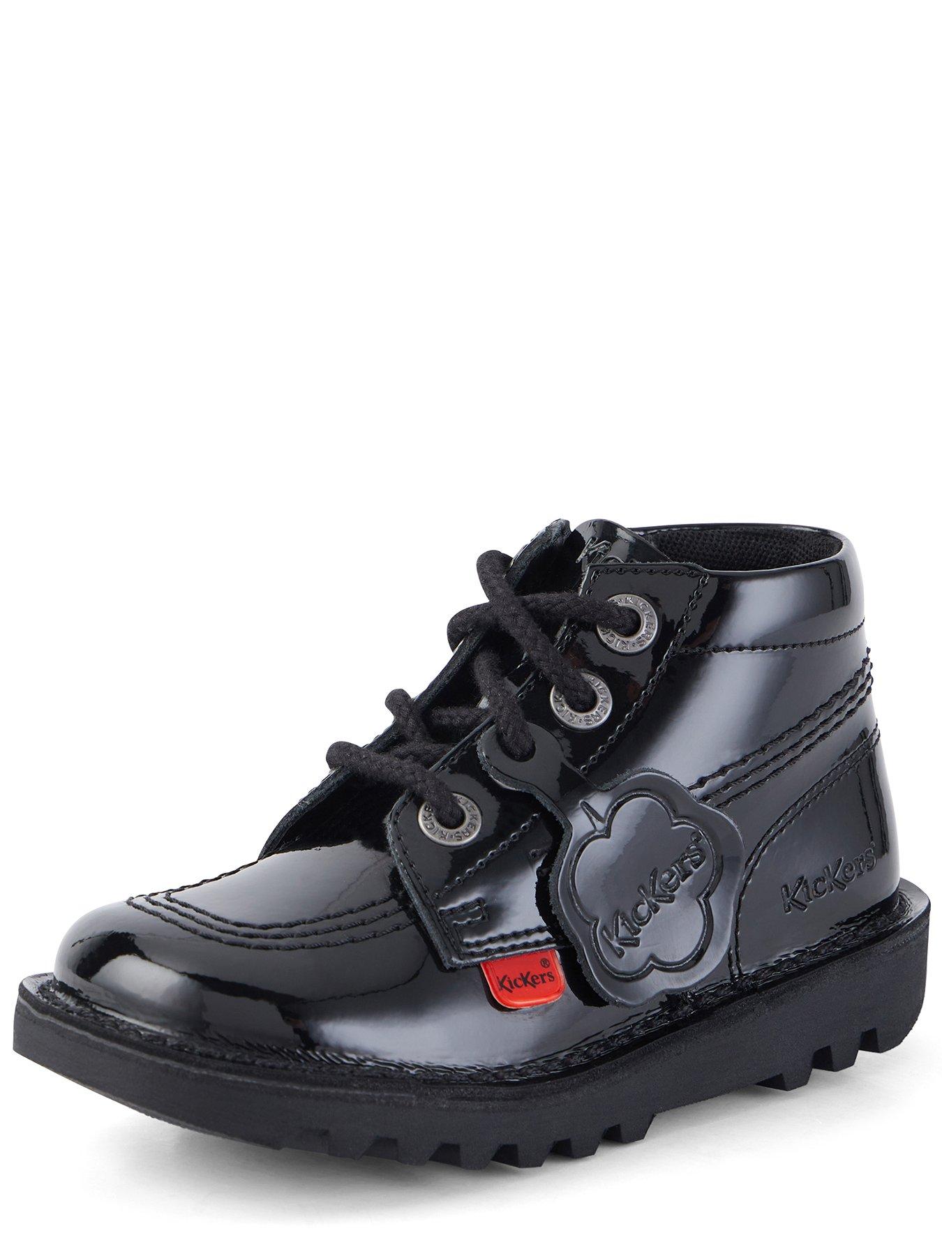 Image 4 of 7 of Kickers Kick Hi Patent&nbsp;School Shoes - Black