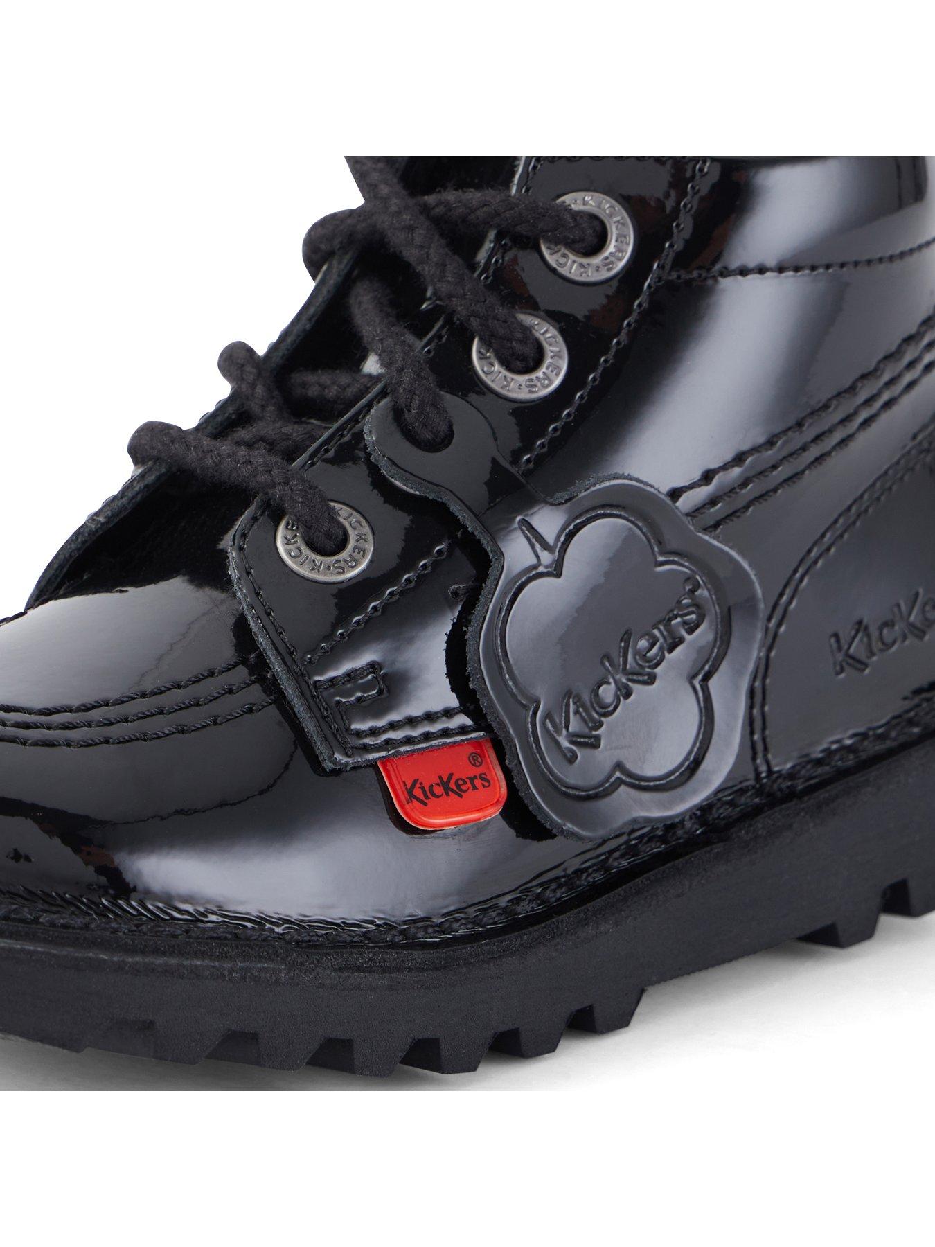 Kickers Kick Hi Patent School Shoes Black Littlewoods