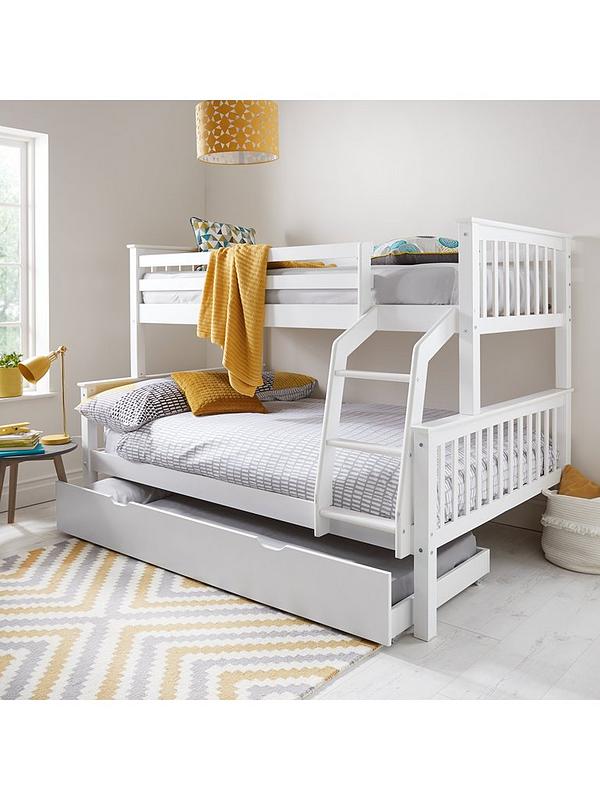 Novara Detachable Trio Bunk Bed With, Trundle Bunk Beds With Mattresses