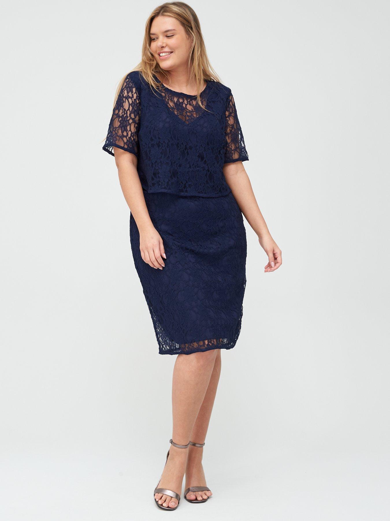 lace midi dress navy