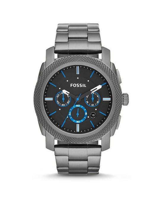 front image of fossil-machine-chronograph-blue-accents