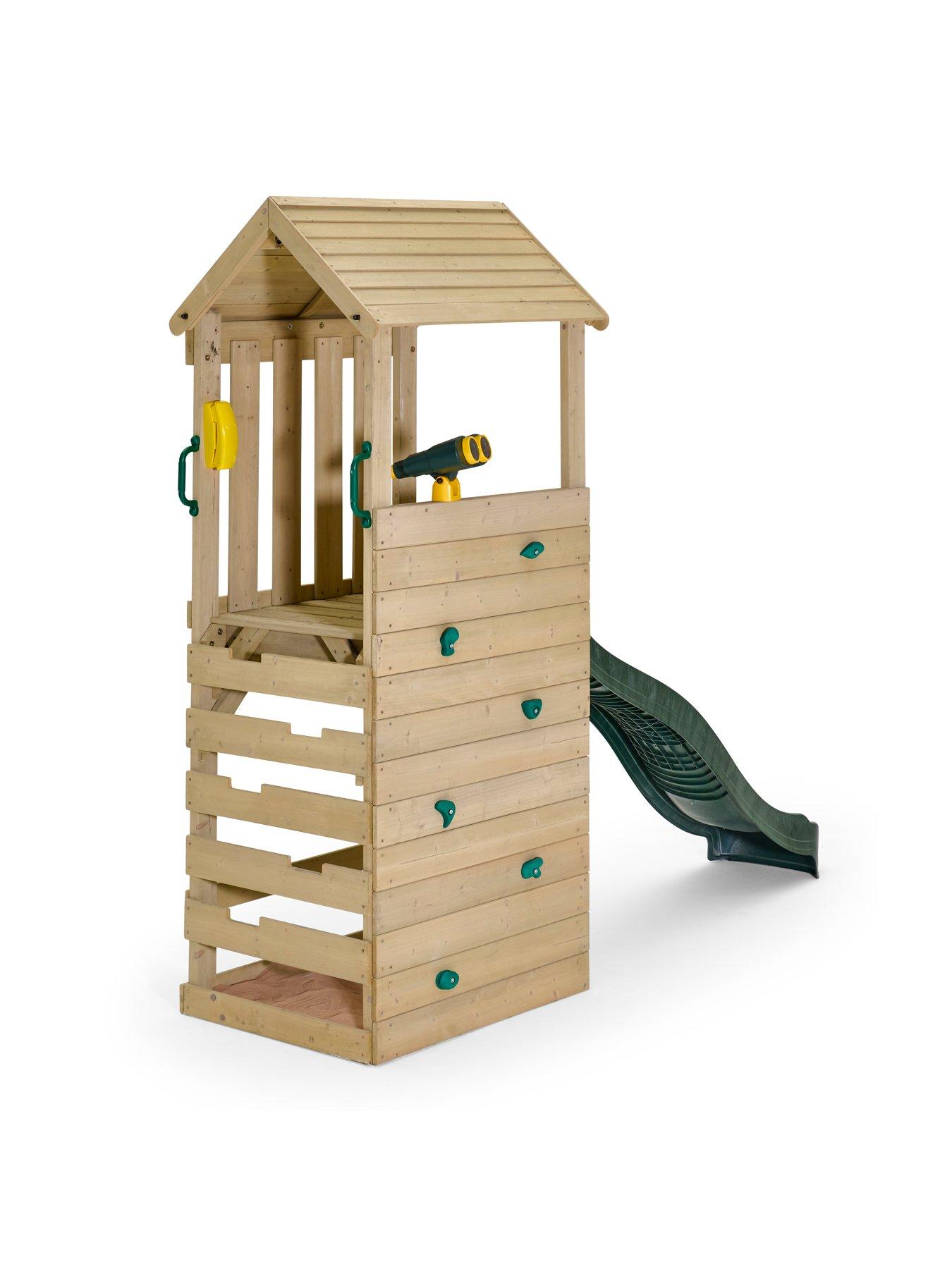 Image 3 of 7 of Plum Wooden Lookout Tower Play Centre with Slide, Climbing Wall and Sand Pit