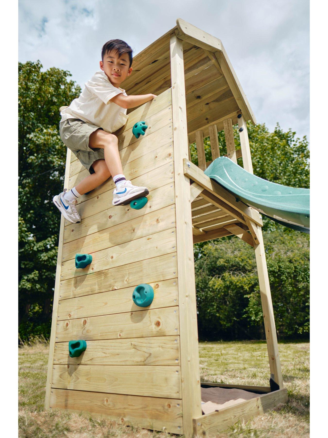 Image 4 of 7 of Plum Wooden Lookout Tower Play Centre with Slide, Climbing Wall and Sand Pit