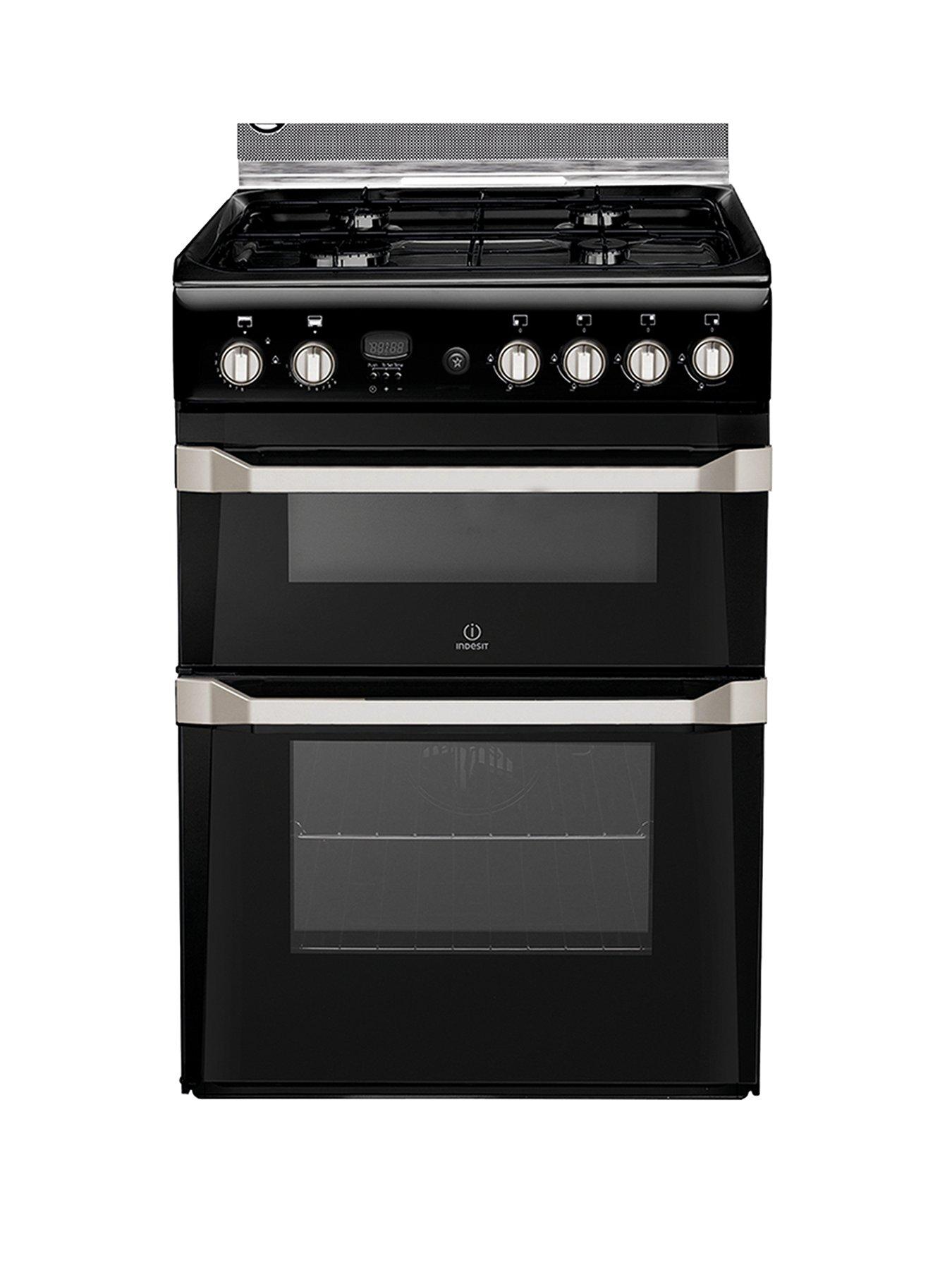 Indesit Id60g2k 60cm Gas Cooker Double Oven With Fsd Black