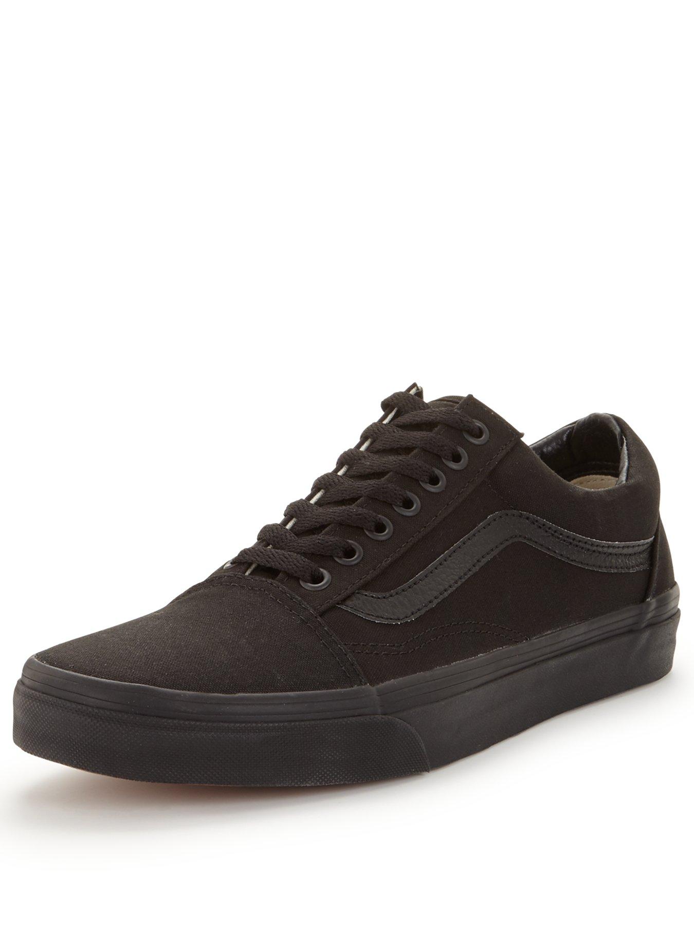 vans old skool premium black with checkerboard laces trainers