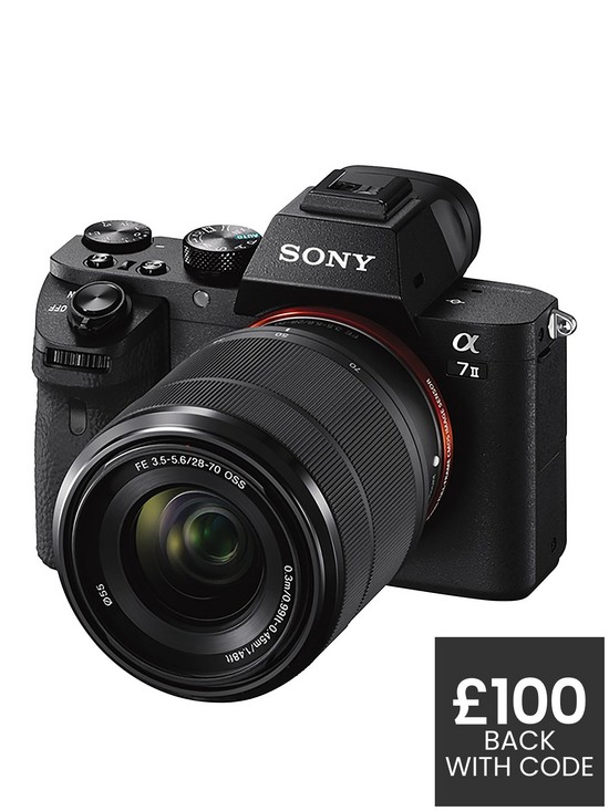 front image of sony-a7-mkii-compact-system-243-megapixel-camera-with-full-frame-sensor-28-70mm-lens-bundle