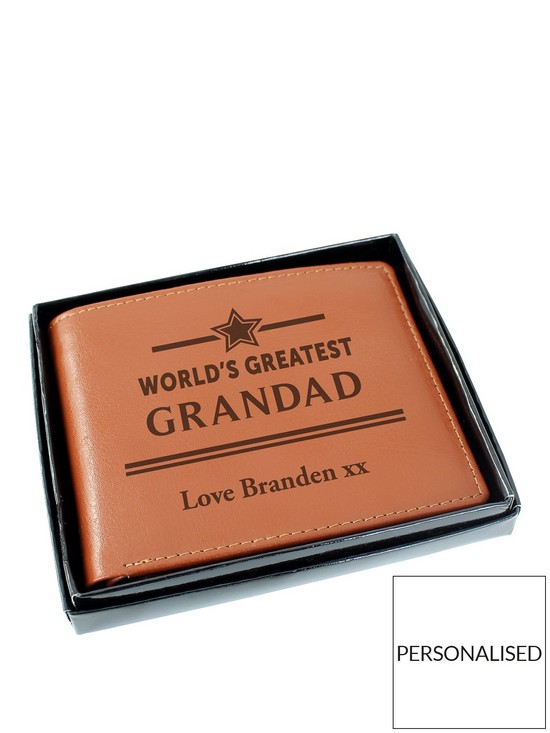 front image of the-personalised-memento-company-personalised-worlds-greatest-grandad-tan-leather-wallet