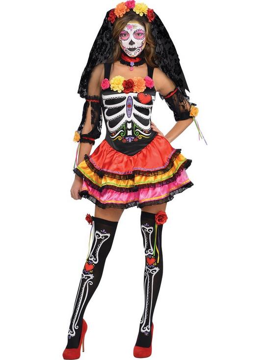 front image of halloween-day-of-the-dead-senorita-adult-costume