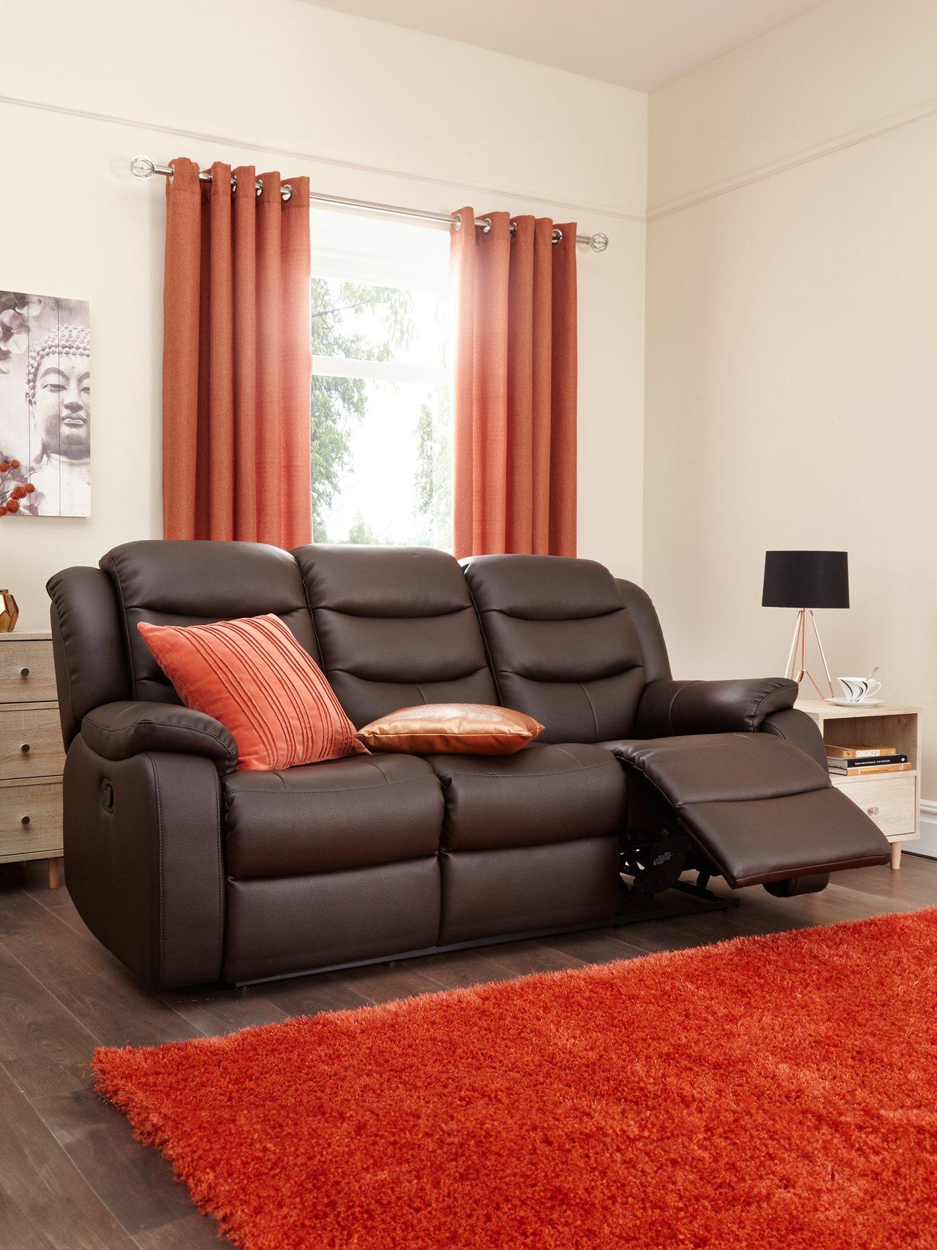 The Very Collection Rothbury Luxury Faux Leather High Back  3 Seater Manual Recliner Sofa - FSC® Certified
