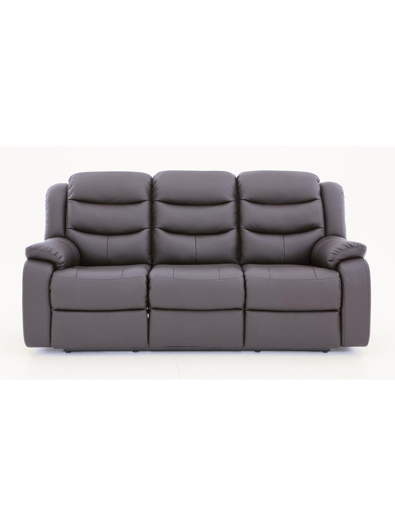 The Very Collection Rothbury Luxury Faux Leather High Back  3 Seater Manual Recliner Sofa - FSC® Certified