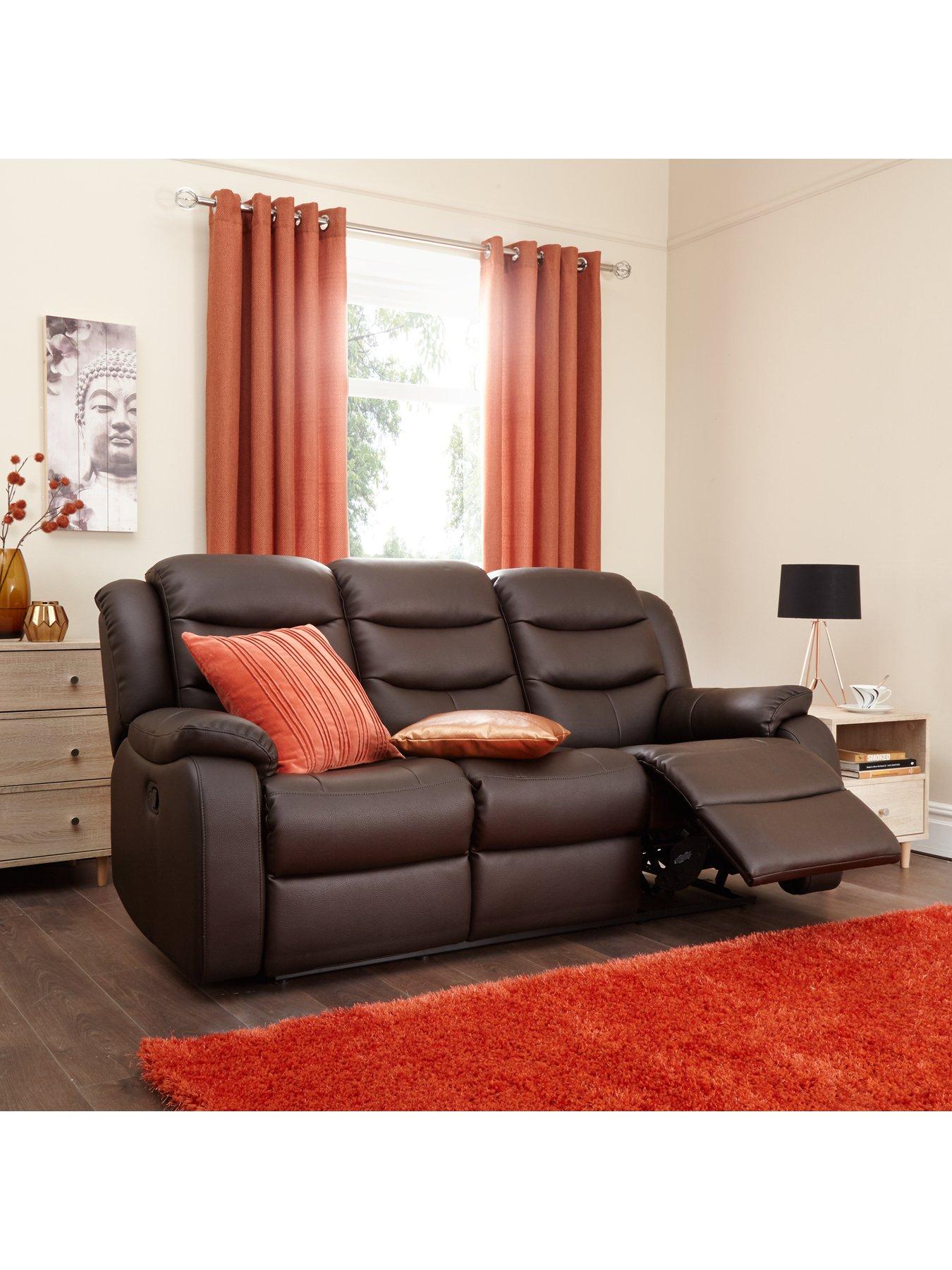 Rothbury Luxury Faux Leather 3 Seater Manual Recliner Sofa